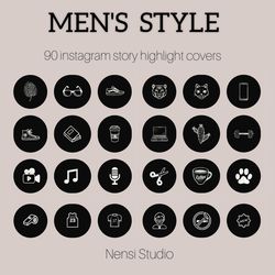 90  mens icons for your beautiful instagram. Style mens instagram highlight covers. Digital download.
