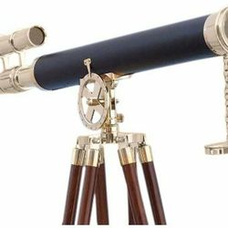 nautical antique vintage brass telescope 39" pirate spyglass table top telescope with wooden tripod
