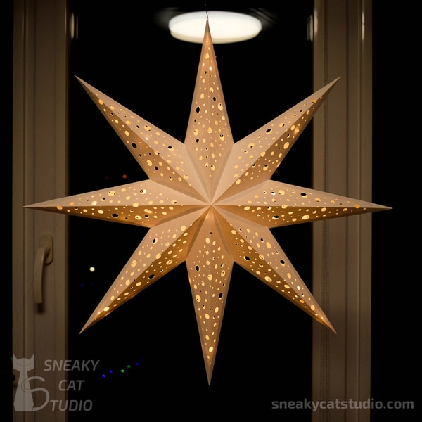 Paper Star lantern 8 beams 3D Papercraft template svg pdf Inspire
