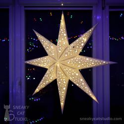 Paper Star lantern 8 beams  - 3D Papercraft template Digital pattern for printing and cutting (pdf, svg, dxf*)