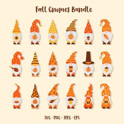 fall gnomes svg bundle. thanksgiving gnomes clipart set.