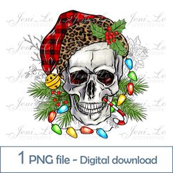 Skull Christmas lights 1 PNG file Merry Christmas Sublimation Christmas Skeleton design skull clipart Digital Download