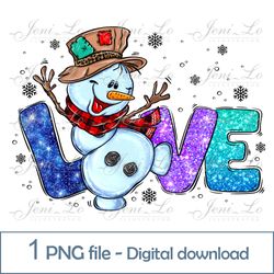 Snowman Love Christmas 1 PNG file Merry Christmas clipart Christmas design funny snowman Sublimation Digital Download