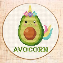 avocado cross stitch pattern funny cross stitch unicorn cross stitch cute avocorn xstitch chart kawaii cross stitch pdf