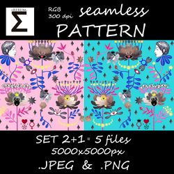 Seamless pattern Magic flower Astrology planet Mercury Design fabric DIY wallpaper Endless Background Digital Craft