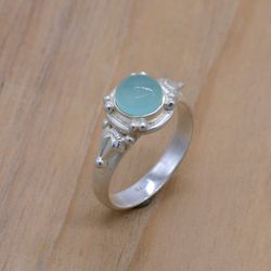 Chalcedony 925 Sterling Silver Round Ring Handmade Jewelry