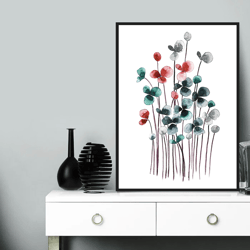 Watercolor Wild Flowers Printable Art, Abstract Wall art Watercolor decor living room, home decor, gallery wall