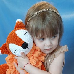 Knitted fox toy,stuffed animal fox,baby fox,fox plush toy, baby plush toy, custom plush toy
