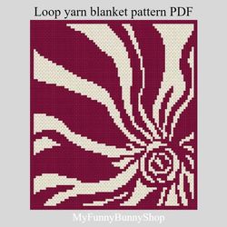 Loop yarn finger knitted Abstract Style blanket pattern PDF Instant Download