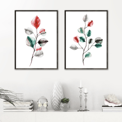 Botanical Print Set, House Plant Prints, Watercolor Prints, Living Room Wall Art, Botanical posters, Eucalyptus Print