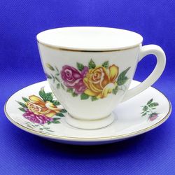 Vintage Chinese Porcelain Cup & Saucer Set 5 pcs. Coffee Teacup