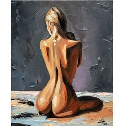 Nude Painting Sexy Woman Original Art Small Wall Art Oil Painting