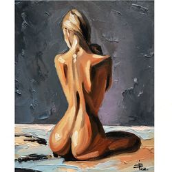 nude painting sexy woman original art small wall art oil painting