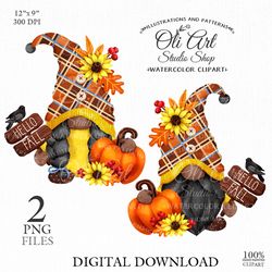Hello Fall, Gnomes Digital Clip Art. Cute characters, Digital Download