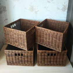brown wicker basket, baskets for dressing room, laundry basket, shoe basket, basket for mudroom cubbies, custom size