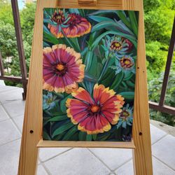 Gaillardia Pulchella Flowers Summer, Beautiful Realism, MODERN BOTANICAL ART, Original Art Flowers, Original Gift