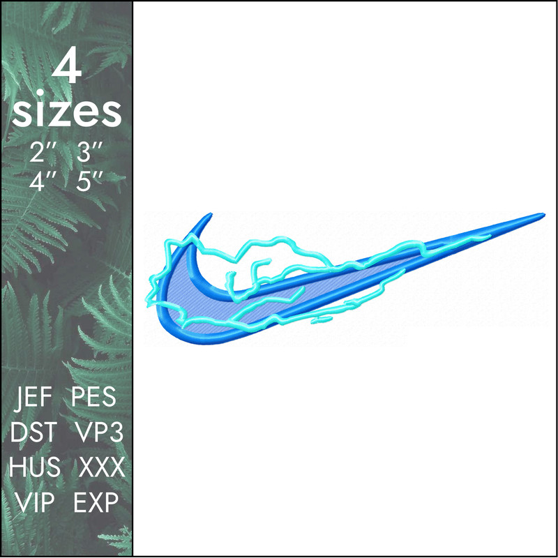 nike thunder lightning swoosh logo machine embroidery design