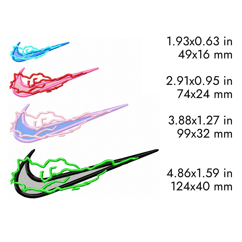 nike thunder lightning swoosh logo machine embroidery designs
