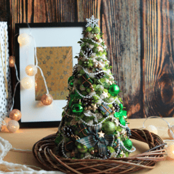 Handmade mini Christmas tree, Green Xmas tree, Christmas gift, Tabletop tree
