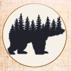 Bear cross stitch pattern Woodland animal cross stitch Forest Scandinavian xstitch Nordic cross stitch Wild