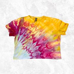 Women t-shirts Tie Dye  bright clothes custom handmade manual coloring Cotton oversize size 6 / S