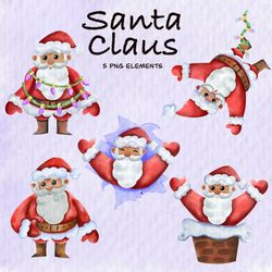 christmas clipart ,watercolor clipart ,watercolor christmas sublimation,santa claus clipart
