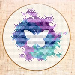 Butterfly cross stitch pattern Modern cross stitch Watercolor xstitch Insect counted cross stitch Baby girl Embroidery