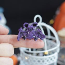 Halloween dollhouse miniature crochet bat micro crochet toy creepy cute gift tiny bat collectibles miniatures