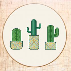 Cactus cross stitch pattern Modern cross stitch Cacti embroidery Plants cross stitch Cactus pdf pattern Succulent Tribal