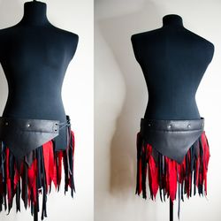 Red Barbarian Skirt for LARP costume or fantasy cosplay. DND warrior garb. Viking dress. Mad Max style. Postapocalypse