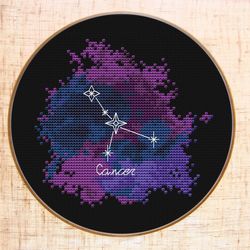 Cancer Cross stitch pattern Constellation Zodiac cross stitch Galaxy Star cross stitch Celestial cross stitch Space