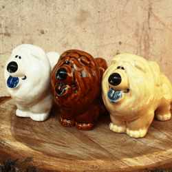 Chow chow dog figurine ceramics handmade, statuette