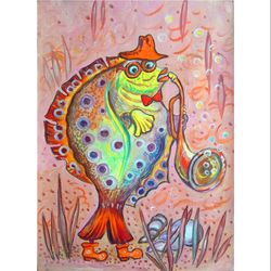 Print "Fish musician" Files decor nursery room