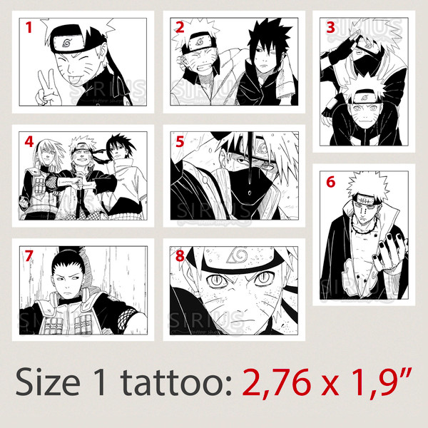 Naruto fake tattoo Anime manga merch Temporary sticker tats Japanese kawaii gift Otaku weeb Cosplay design art Sasuke 2
