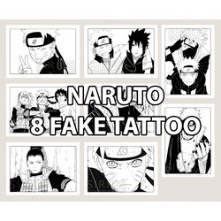Naruto fake tattoo Anime manga merch Temporary sticker tats Japanese kawaii gift Otaku weeb Cosplay design art Sasuke