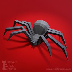 Paper spider | black widow | 2 sizes - 3D Papercraft template Digital pattern for printing and cutting (pdf, svg* dxf*)