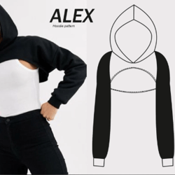 ALEX  Sewing Pattern DIY Instant download Oversized A0, A4 US letter  super crop top crop top sleeves tredy top with sle