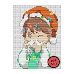 Anime cross stitch pattern Christmas PDF Santa Instant Download Haikyuu Oikawa