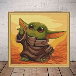 yoda cross stitch pattern, star wars  cross stitch pattern, star wars embroidery, yoda embroidery, space cross stitch