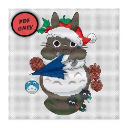 Anime cross stitch pattern Christmas Totoro Ghibli PDF Digital