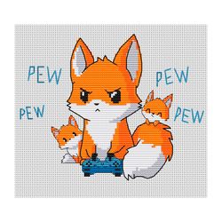 Fox Gamer cross stitch pattern PDF