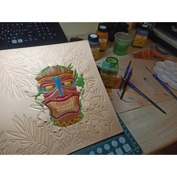 Tiki Notebook Tiki Tribal mask, leather notebook journal sketchbook | Inspire Uplift