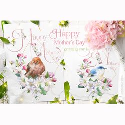 Happy Mother's Day Cards Watercolor editable template