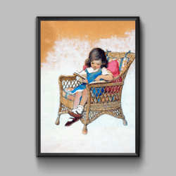 Little Girl Reading A Book Printable Wall Art by Jessie Wilcox digital download