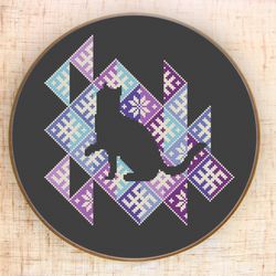 cat cross stitch pattern geometric cross stitch modern animal cross stitch pet embroidery geometric cat lover gift diy