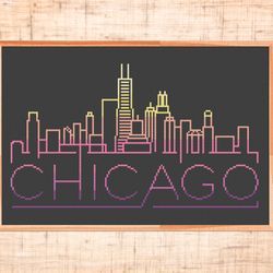 Chicago cross stitch pattern PDF cross stitch City skyline cross stitch Housewarming Instant download