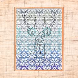 christmas cross stitch pattern geometric deer cross stitch scandinavian embroidery nordic nursery cross stitch