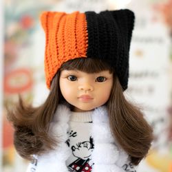 Orange and black hat for Paola Reina doll, Meadowdolls Dumpling, Little Darling, Siblies, doll accessories for Halloween