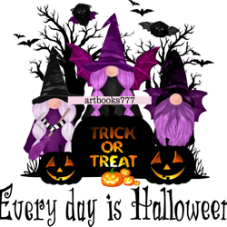 Gnome, witch, tree, web, pumpkin - Every day is Halloween