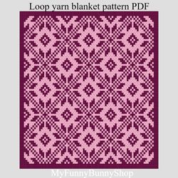 Loop yarn Nordic Stars Rhombus blanket pattern PDF Download